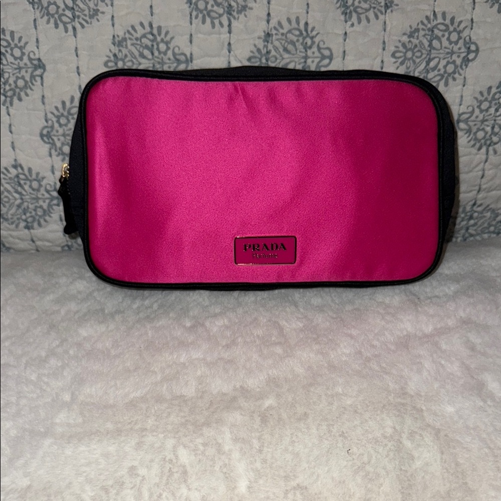 Prada Fuchsia and Black Travel Pouch